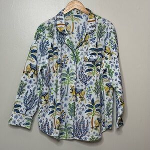 Printfresh Organic Cotton Camel Floral Long Sleeve Pajama Top Womens XL